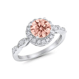 Art Deco Design Engagement Ring Simulated Morganite CZ 925 Sterling Silver