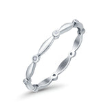 Eternity Ring Wedding Band Round Simulated Cubic Zirconia 925 Sterling Silver (1.8mm)