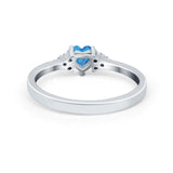 Engagement Heart Promise Ring Round Simulated Blue Topaz CZ 925 Sterling Silver