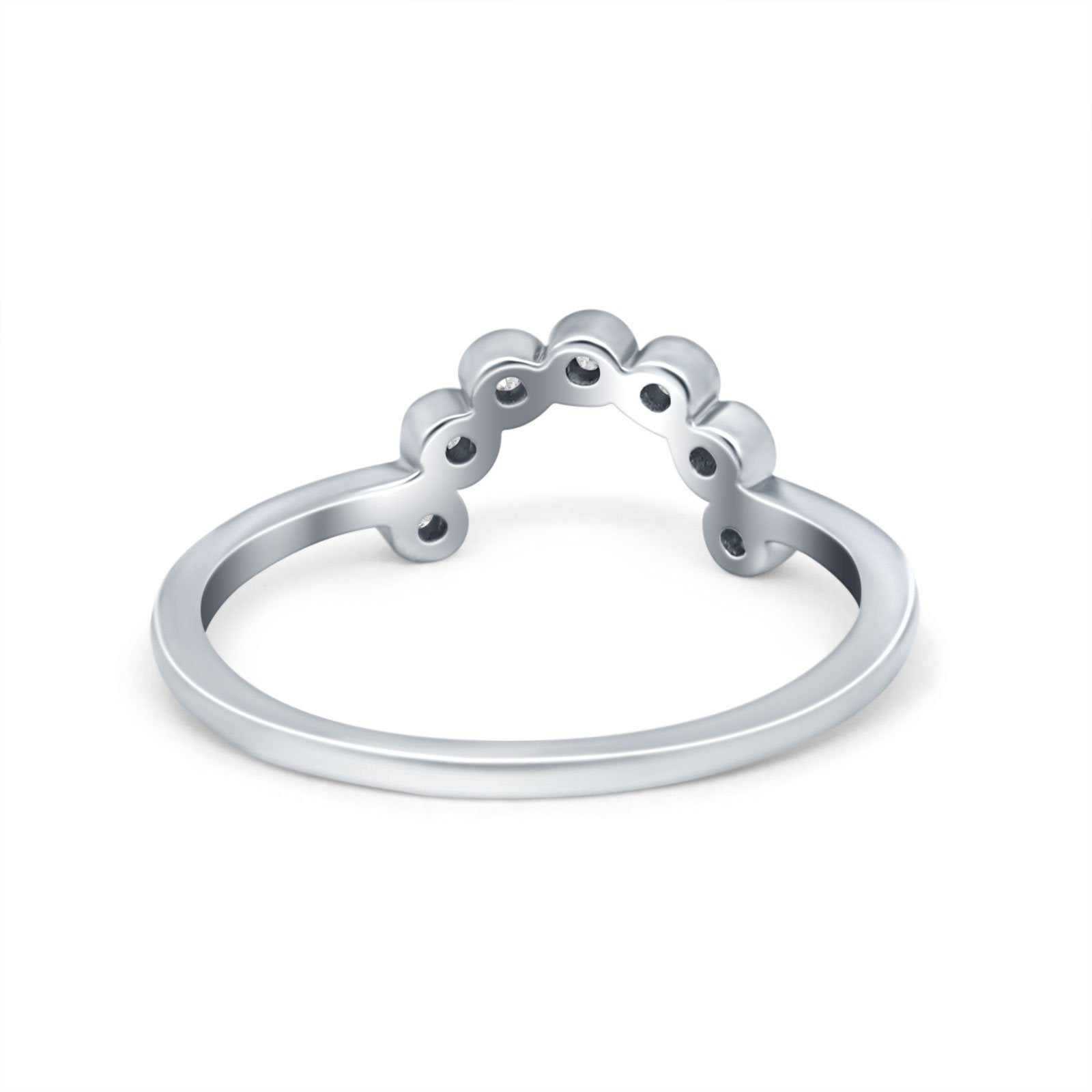 Curved Thumb Ring Eternity Wedding Round Simulated Cubic Zirconia 925 Sterling Silver