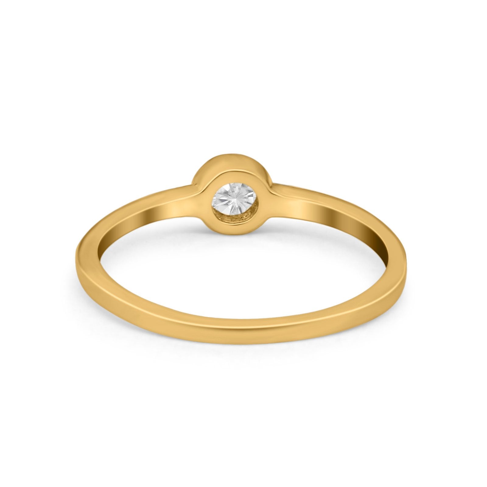 Petite Dainty Wedding Ring Bezel Yellow Tone, Simulated CZ 925 Sterling Silver