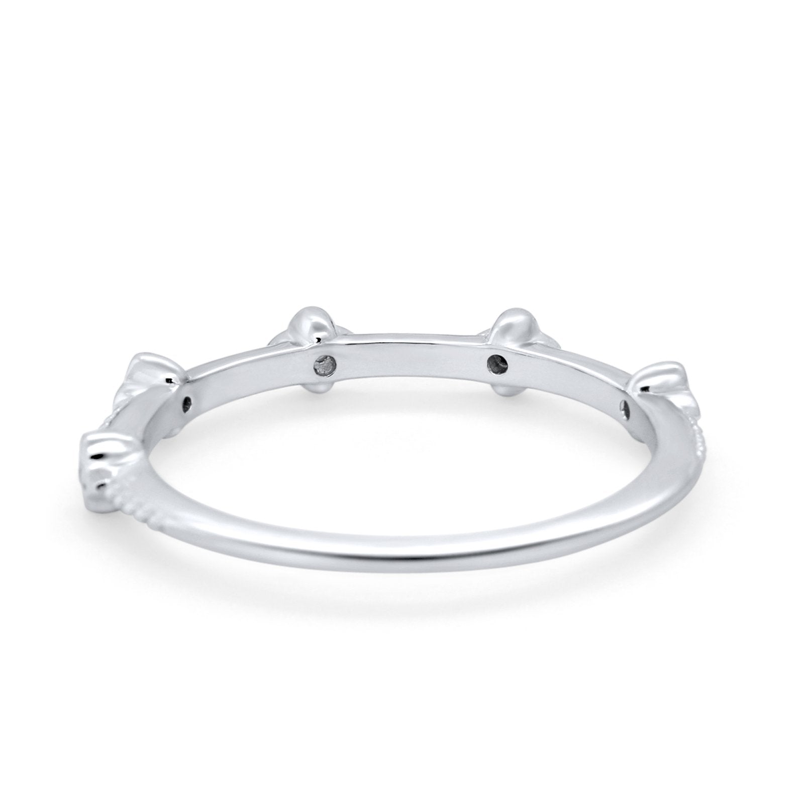 Art Deco Wedding Band Ring Round Cubic Zirconia 925 Sterling Silver