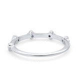 Art Deco Wedding Band Ring Round Cubic Zirconia 925 Sterling Silver