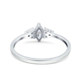Marquise Art Deco Engagement Ring 3 Stone Simulated Cubic Zirconia 925 Sterling Silver