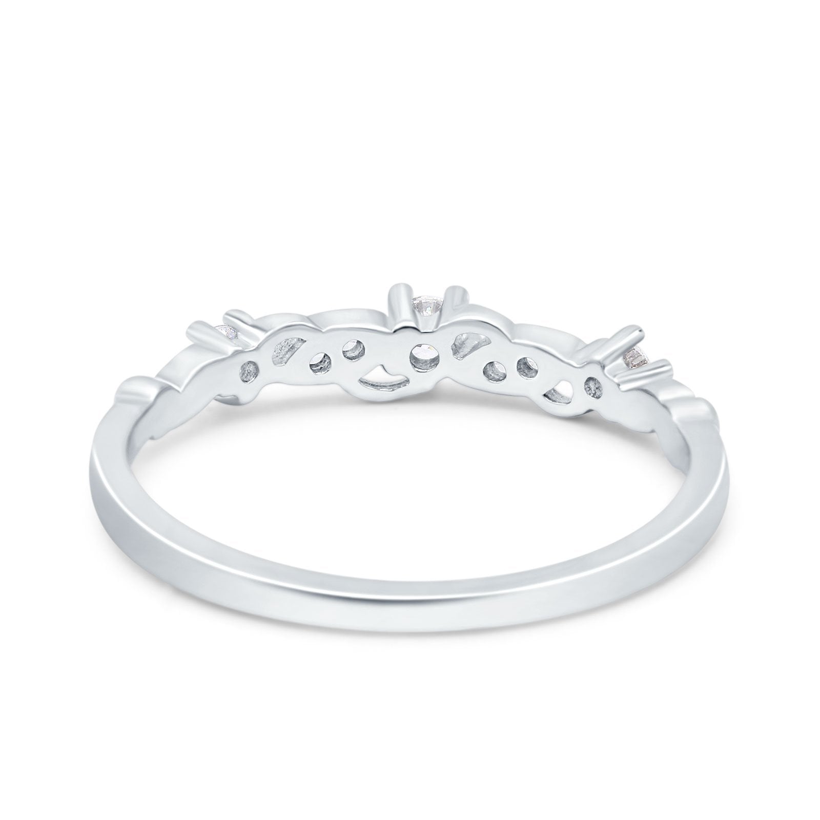 Fashion Solitaire Accent Ring Wedding Eternity Band Simulated Cubic Zirconia 925 Sterling Silver