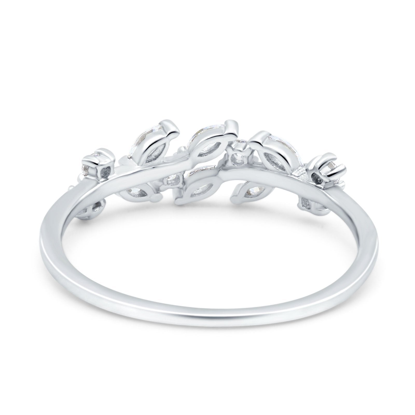 Petite Dainty Marquise Eternity Wedding Ring Simulated Cubic Zirconia 925 Sterling Silver