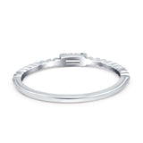 Simple Baguette Shape Wedding Ring Simulated Cubic Zirconia 925 Sterling Silver