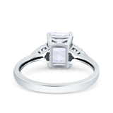 Emerald Cut Art Deco Wedding Ring Simulated Cubic Zirconia 925 Sterling Silver