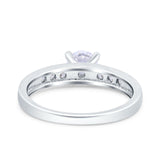 Art Deco Wedding Ring Round Simulated Cubic Zirconia 925 Sterling Silver