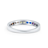 Multiple Color Eternity Ring Wedding Band Princess Simulated CZ 925 Sterling Silver (2.8mm)