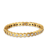 Full Eternity Stackable Wedding Ring Yellow Tone, Simulated Cubic Zirconia 925 Sterling Silver