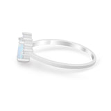 Petite Dainty Fashion Thumb Ring Round Lab Created White Opal 925 Sterling Silver
