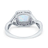 Cushion Wedding Ring Lab Created White Opal 925 Sterling Silver