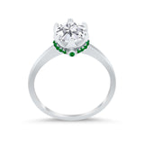 Simulated Emerald Accent Cubic Zirconia 925 Sterling Silver Wedding Ring