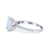 Art Deco Radiant Cut Engagement Ring Lab Created White Opal 925 Sterling Silver