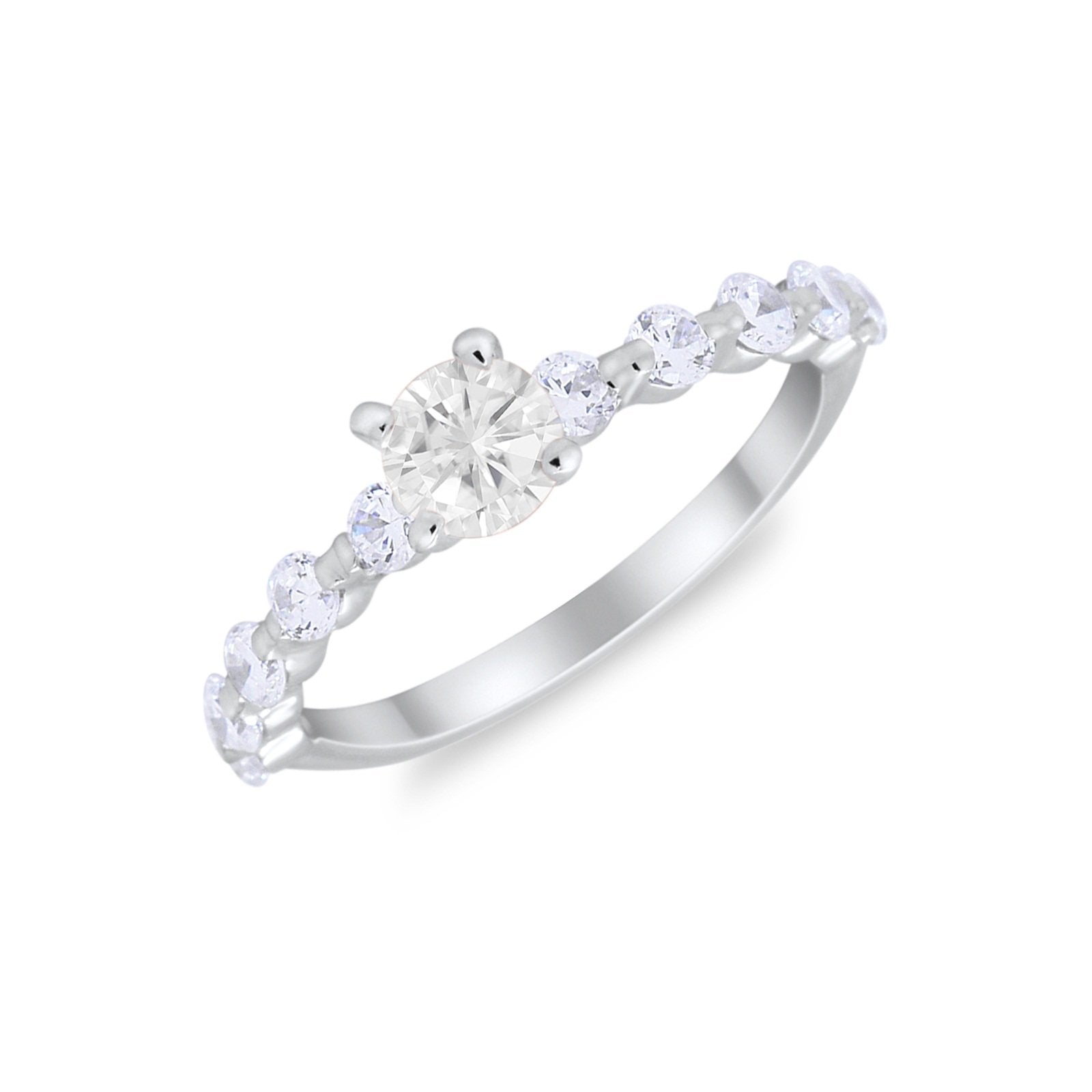 Vintage Style Wedding Ring Round Simulated Cubic Zirconia 925 Sterling Silver