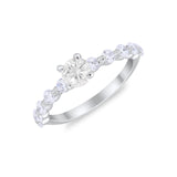 Vintage Style Wedding Ring Round Simulated Cubic Zirconia 925 Sterling Silver