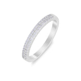 Curved Wedding Thumb Eternity Ring Double Row Pave Simulated CZ 925 Sterling Silver