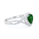 Teardrop Wedding Promise Ring Infinity Round Simulated Green Emerald CZ 925 Sterling Silver