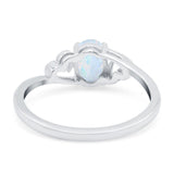Art Deco Oval Engagement Bridal Ring Lab Created White Opal 925 Sterling Silver