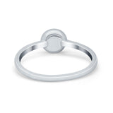 Petite Dainty Ring Solitaire Round Lab White Opal Simulated CZ 925 Sterling Silver