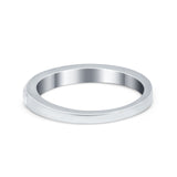 Wedding Band Rings Stackable Eternity Lab Created Blue Opal Round 925 Sterling Silver