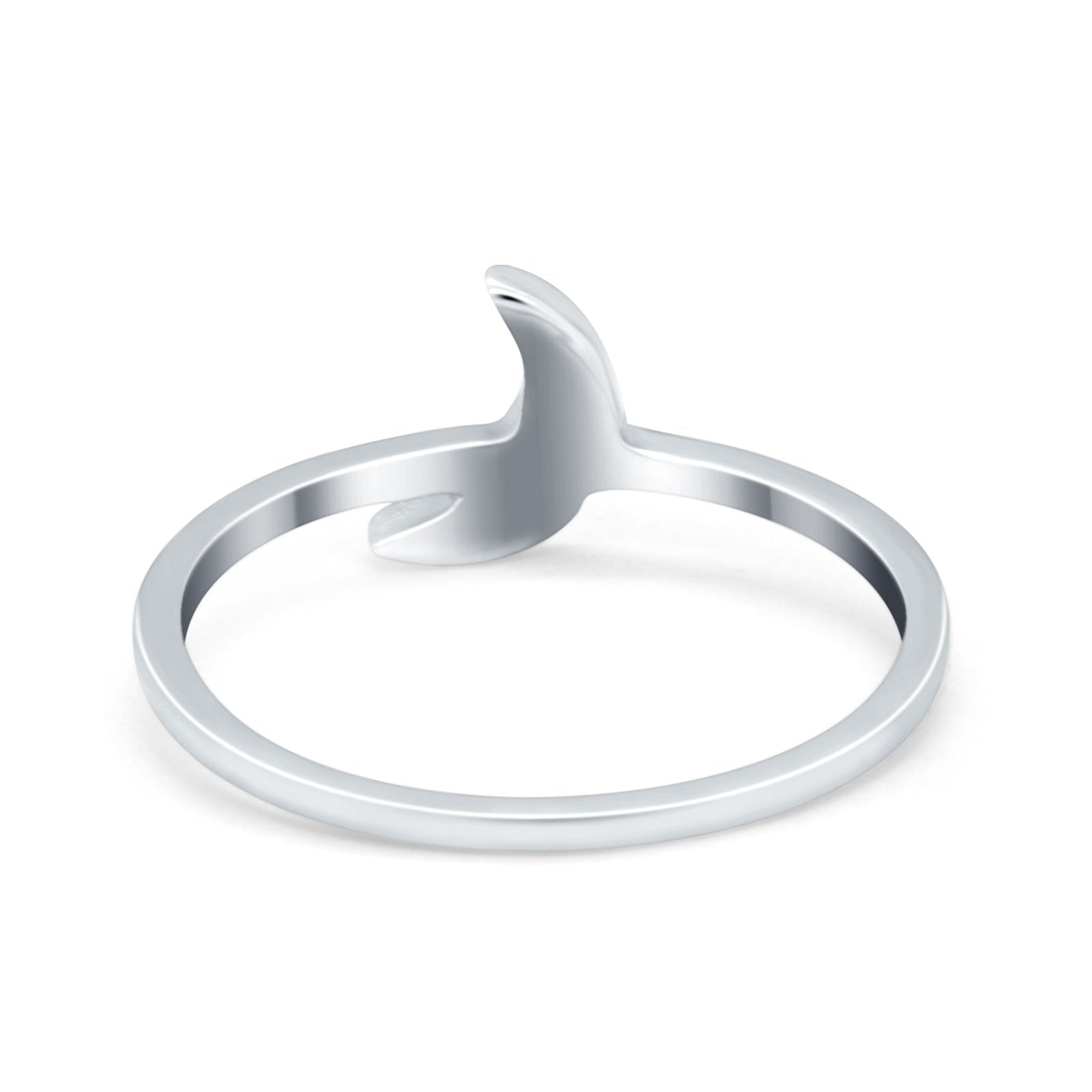 Moon Band Crescent Ring Lab Created Blue Opal 925 Sterling Silver