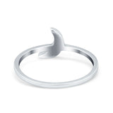 Moon Band Crescent Ring Lab Created Blue Opal 925 Sterling Silver