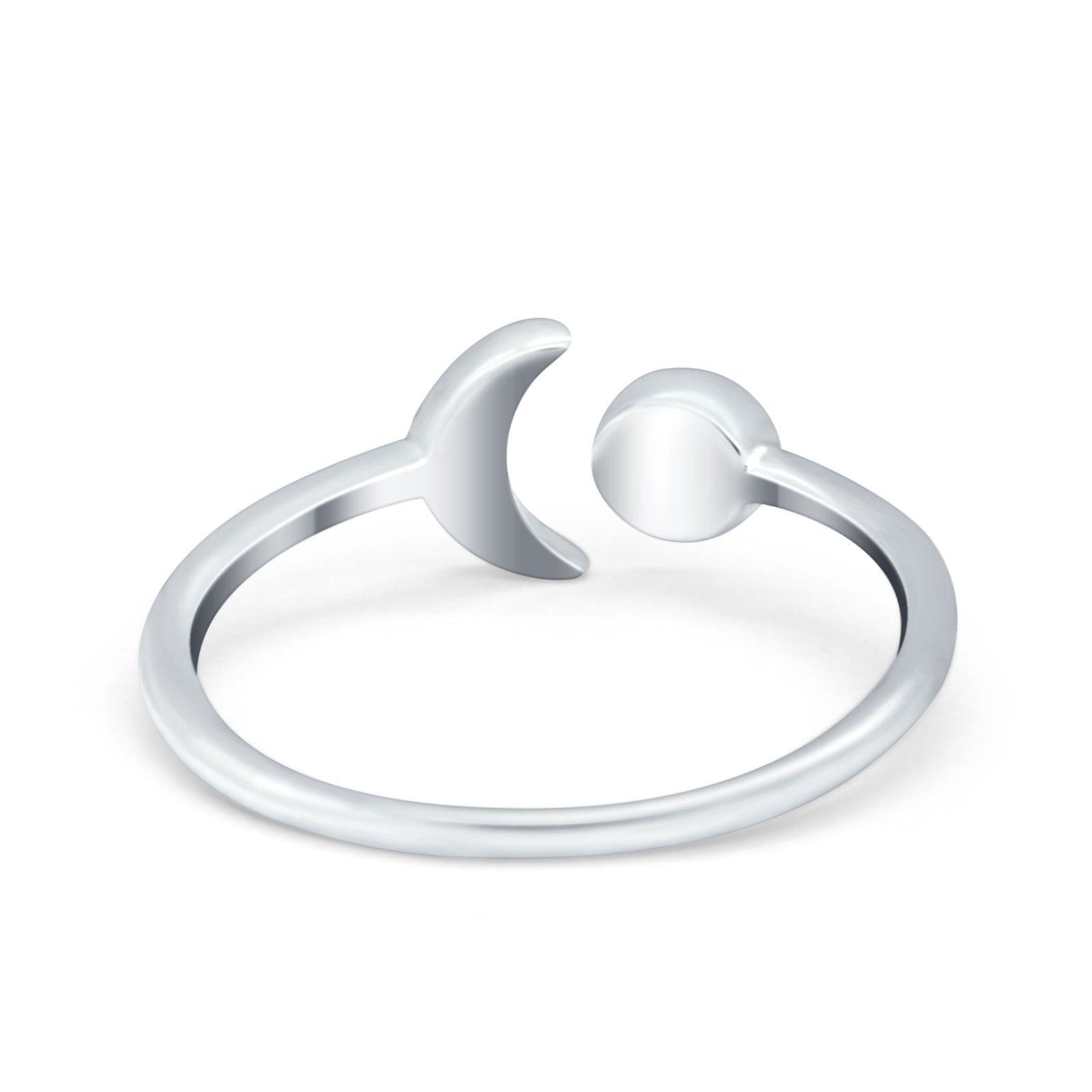 Petite Dainty Moon Cresent Ring Lab Created White Opal 925 Sterling Silver