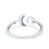 Petite Dainty Moon Cresent Ring Lab Created White Opal 925 Sterling Silver