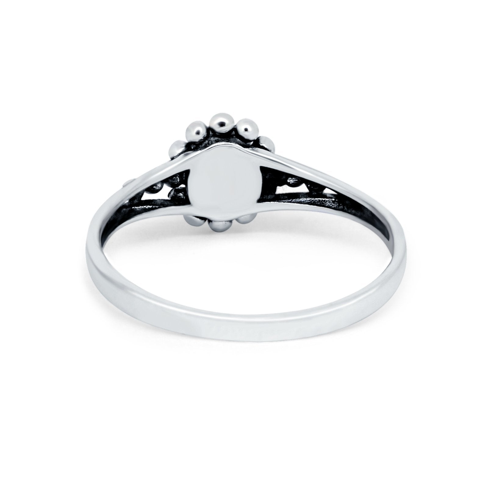 Bali Design Oxidized Style Simulated Larimar CZ Ring 925 Sterling Silver