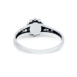 Bali Design Oxidized Style Lab Created White Opal Ring 925 Sterling Silver