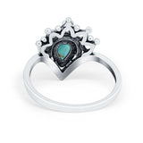 Chevron Midi Thumb Ring Band Pear Round Simulated Turquoise CZ 925 Sterling Silver