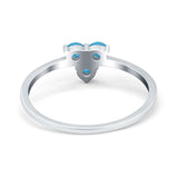 Fashion Thumb Ring Round Lab Created Blue Opal 925 Sterling Silver