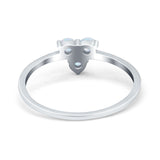 Fashion Thumb Ring Round Lab Created White Opal 925 Sterling Silver