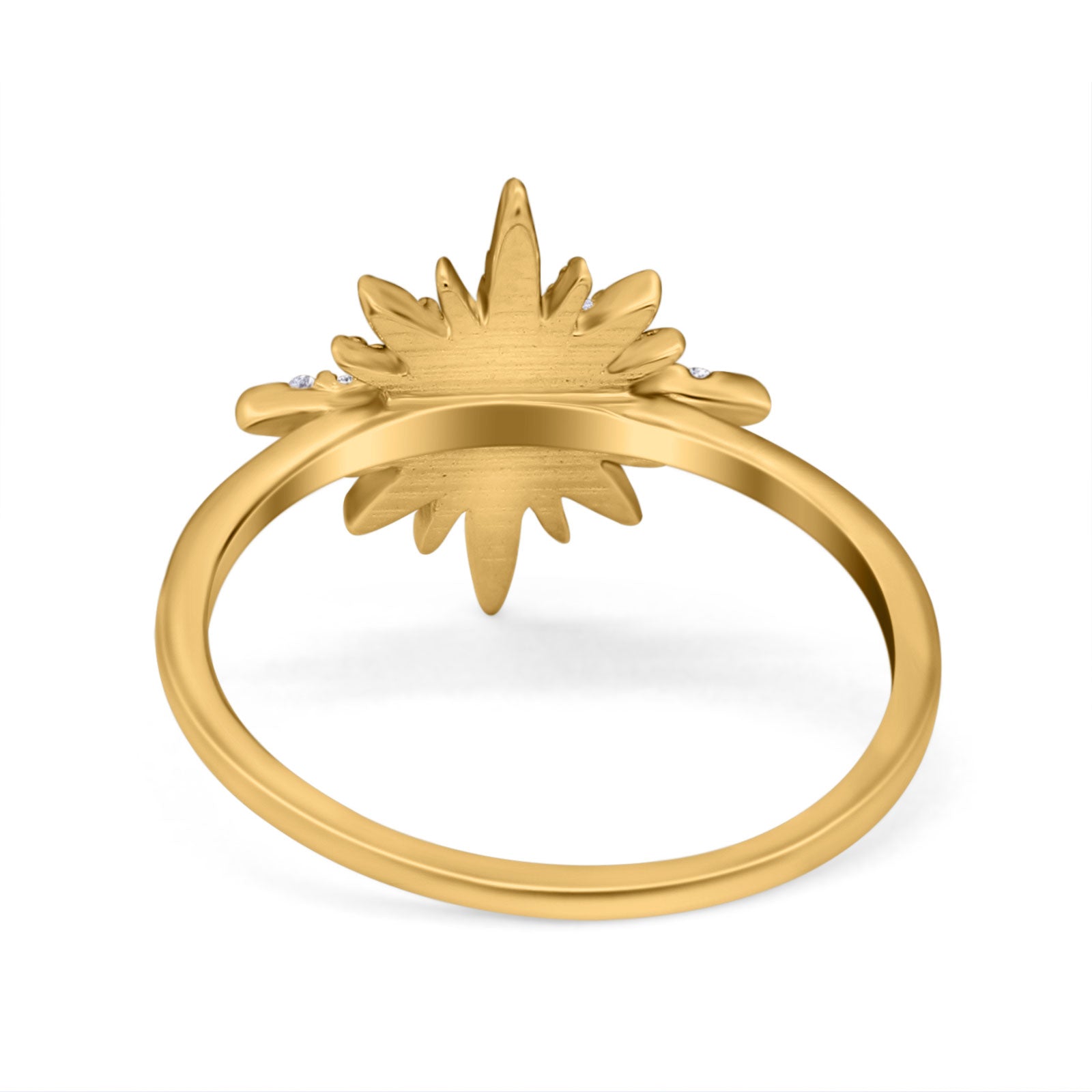 14K Yellow Gold Cluster Starburst Ring Round Bridal Simulated CZ Wedding Engagement Ring Size-7