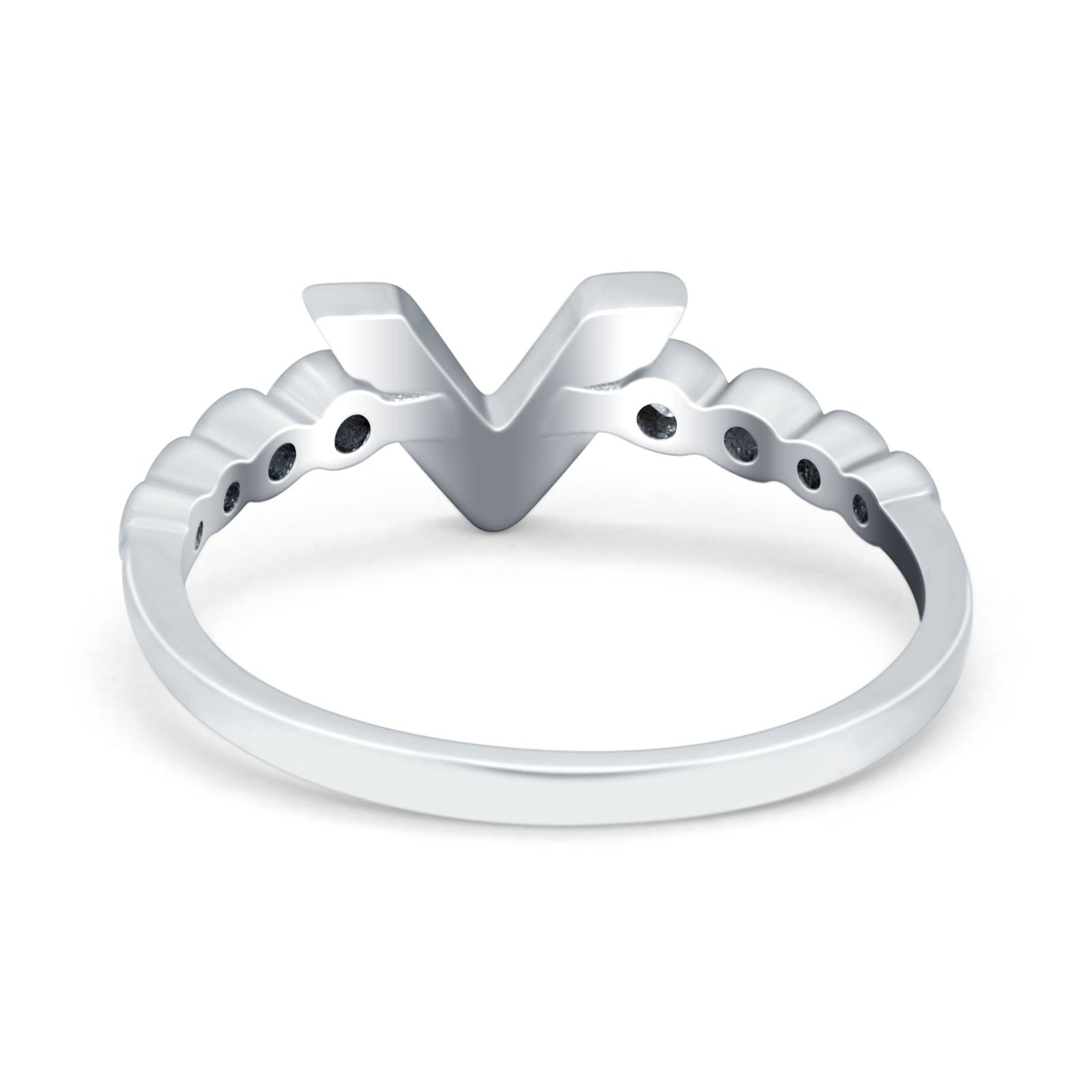 Fashion V Ring Lab Created White Opal 925 Sterling Silver Thumb Ring