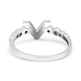 Fashion V Ring Lab Created White Opal 925 Sterling Silver Thumb Ring