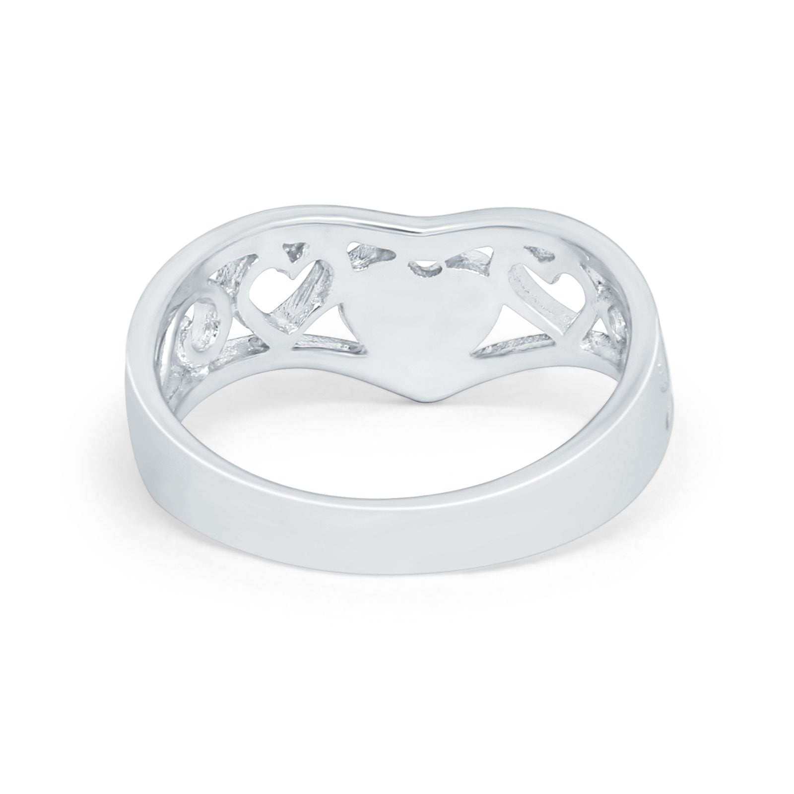 Created Blue Opal Heart Filigree Chevron Midi Thumb V Ring 925 Sterling Silver