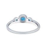 Fashion Style Band Ring Round Lab Created Blue Opal 925 Sterling Silver