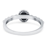 Oval Shape Ring Band Lab Created White Opal 925 Sterling Silver (7mm)