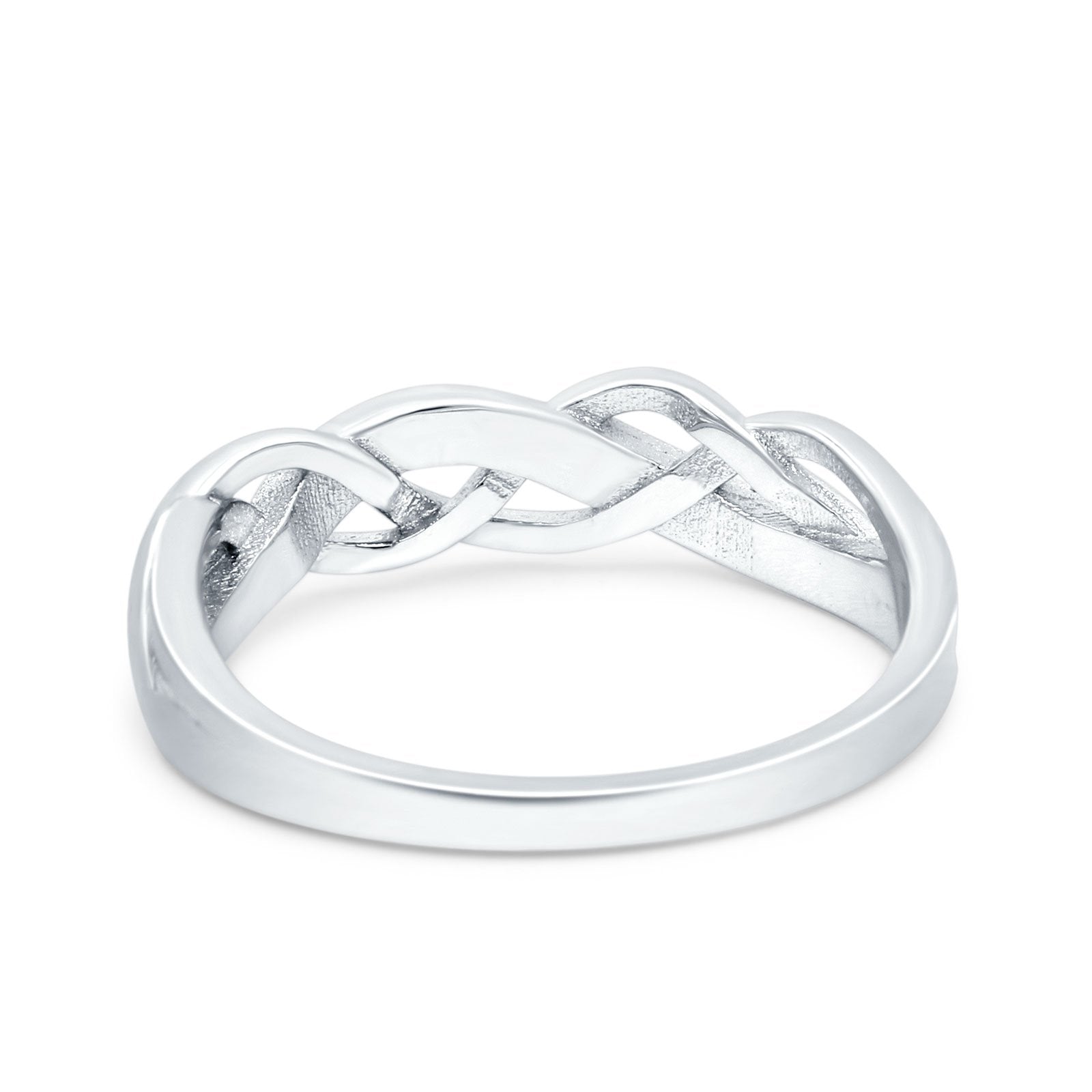 Criss Cross Ring Band Lab Created White Opal 925 Sterling Silver (5mm)
