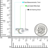 Moon & Star Ring Lab Created White Opal Simulated Cubic Zirconia 925 Sterling Silver