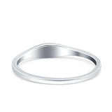 Simple Ring Band Lab Created White Opal 925 Sterling Silver (3.5mm)