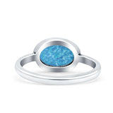 Petite Dainty Oval Lab Created Blue Opal Promise Ring Band Rhodium Plated Braided 925 Sterling Silver