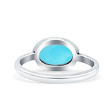 Petite Dainty Oval Simulated Turquoise Promise Ring Band Rhodium Plated Braided 925 Sterling Silver