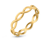 Full Eternity Infinity Braided Crisscross Yellow Tone Band Ring Solid 925 Sterling Silver (3mm)