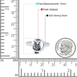 Moon and Owl Oxidized Band Solid 925 Sterling Silver Thumb Ring (13mm)
