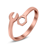 Mechanical Wrench Band Rose Tone, Plain Ring 925 Sterling Silver