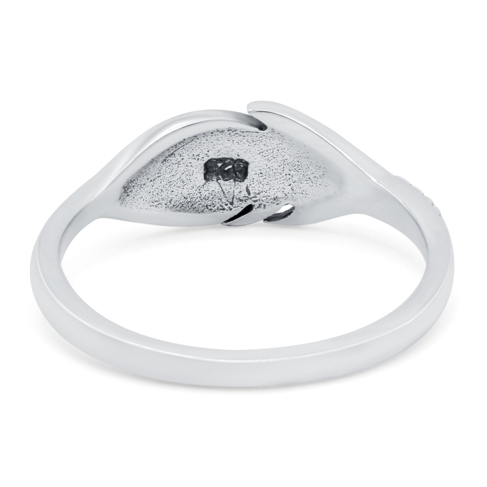 Feather Oxidized Band Solid 925 Sterling Silver Thumb Ring (7mm)